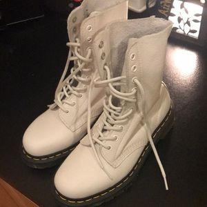 Dr. Martens soft white leather combat boots New, size 7 women